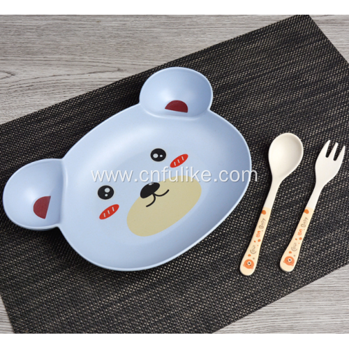 Colorful Bear Shape Bamboo Fiber Dinnerware Set